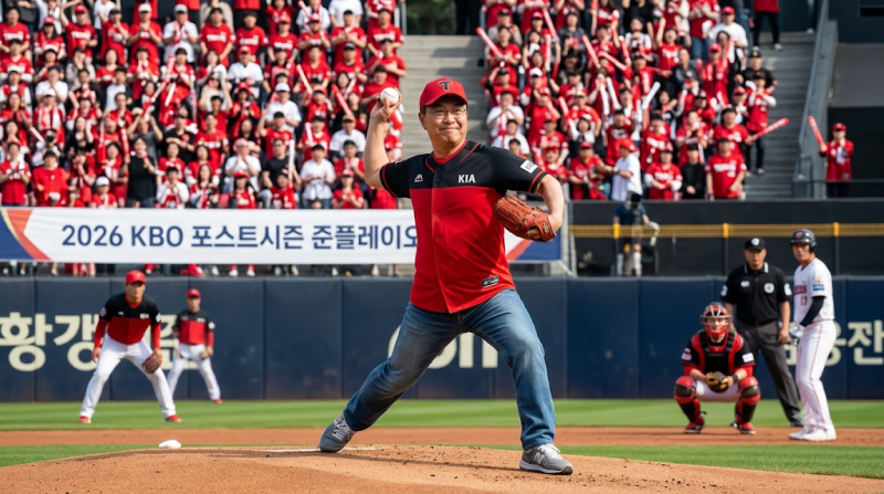 김의성 시구, KIA 40년 찐팬의 준플레이오프 응원…결국 6-3 승리 ⚾