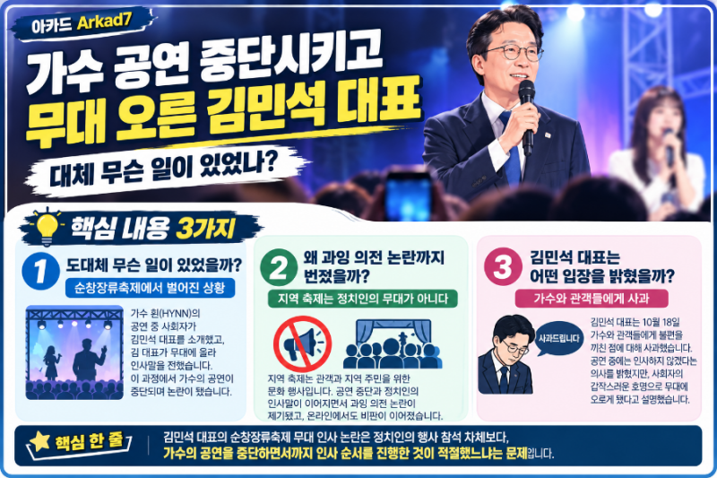 가수 공연 중단시키고 무대 오른 김민석 대표, 대체 무슨 일이 있었나?