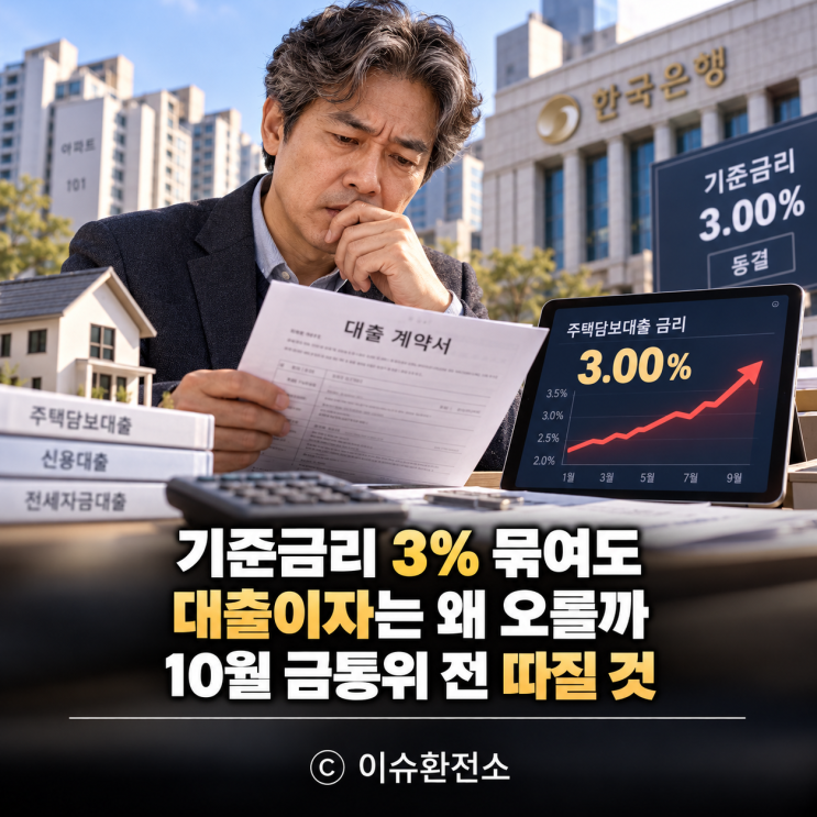 <b>기준금리 3% 동결</b> 전망인데 대출이자는 오른다? 10월 22일 금통위 앞....
