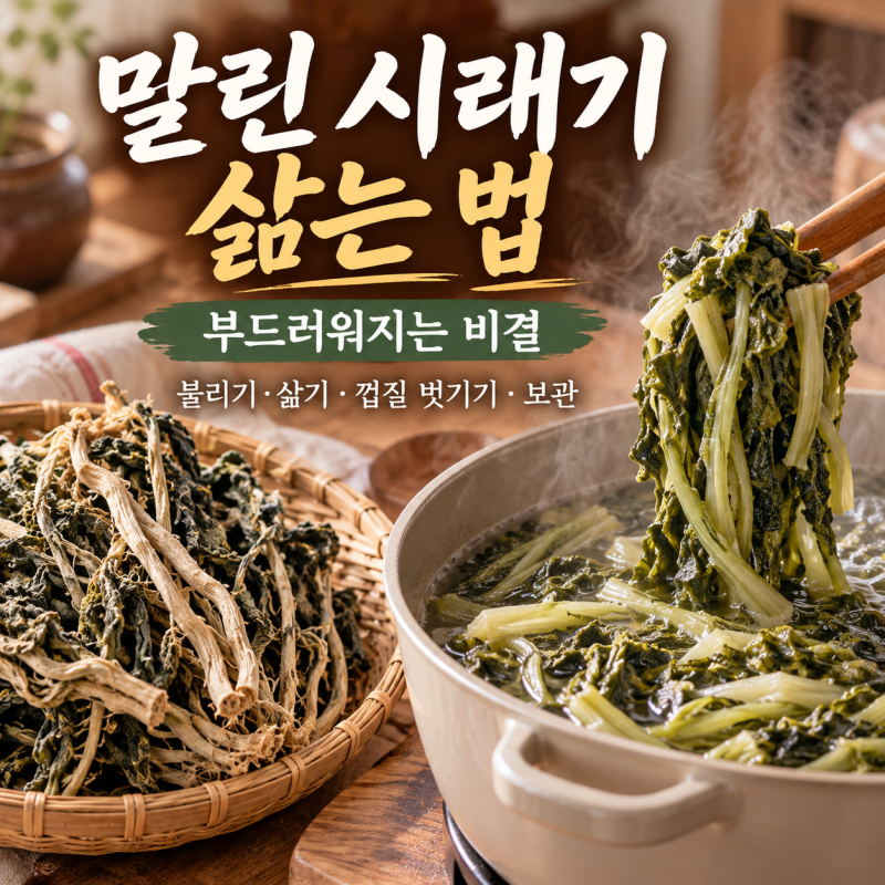 말린 시래기 삶는 법, 부드러워지는 비결 불리기·삶기·껍질 벗기기·보관까지