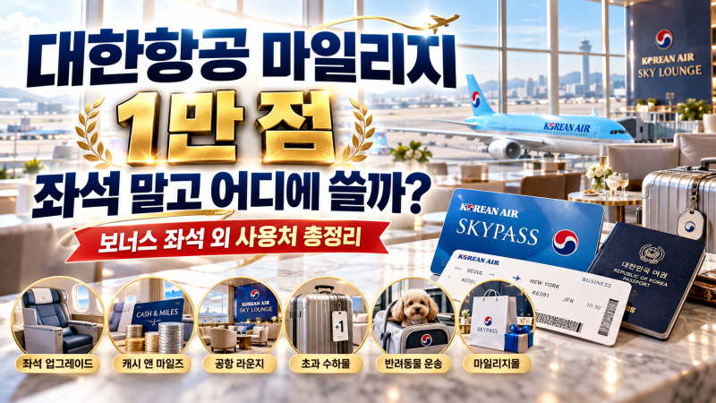 대한항공 마일리지 1만 점 남았다면? 보너스 좌석 말고 쓰는 6가지