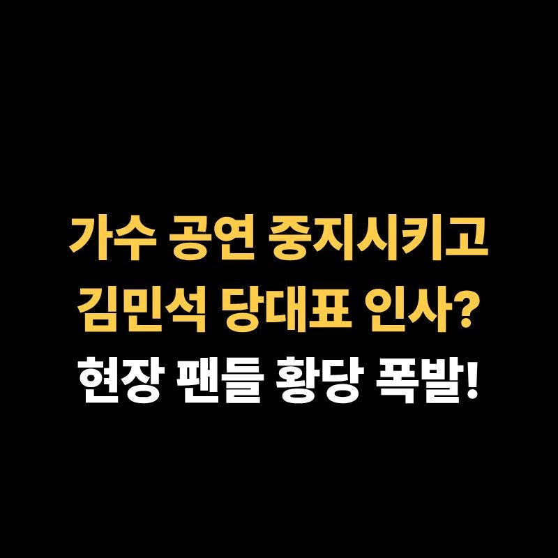 김민석 당대표, 가수 무대 멈추고 난입? 순창 축제서 무슨 일