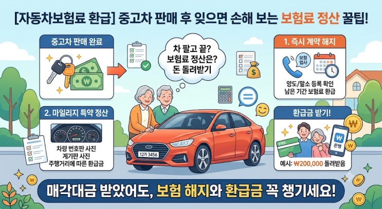[자동차보험료 환급] 중고차 판매 후 잊으면 손해 보는 보험료 정산 꿀팁