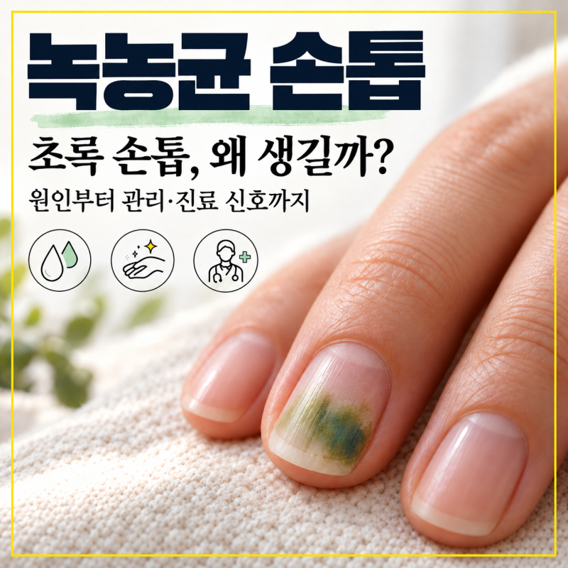 손톱 초록색 그린네일 원인 녹농균과 곰팡이는 다를까요?