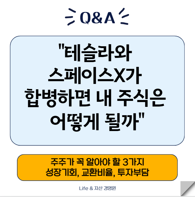 [금융] 테슬라와 스페이스X가 합병하면 내 주식은 어떻게 될까? 주주가 꼭 알아야 할 3가지