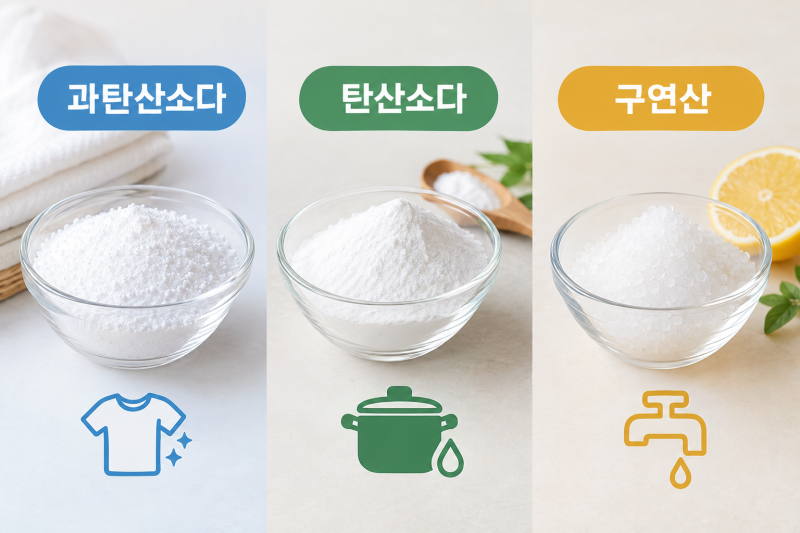 알고 쓰는 생활팁~! 과탄산소다·탄산소다·구연산 차이점 총정리