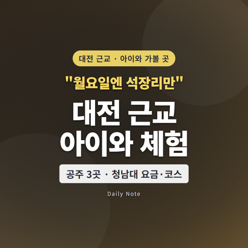 "월요일엔 석장리만 열어요" 대전 근교 아이와 체험 4곳, 요금·휴관·코스