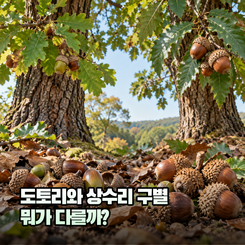 도토리 상수리 구별, 열매와 나무 차이 쉽게 알아보기