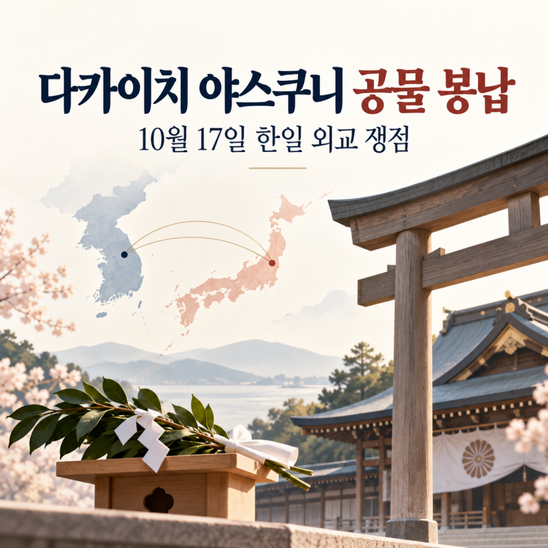 다카이치 야스쿠니 공물 봉납, 10월 17일 한일 쟁점은?