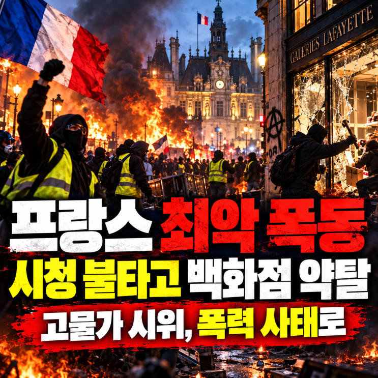 "시청이 불타고 명품 매장까지 털렸다" 프랑스 <b>폭동</b>, 80만 명 거리로 ....