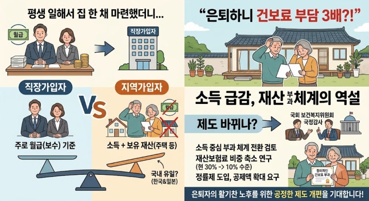 [건강보험] 평생 벌어 집 한 채 마련했는데 “은퇴하니 건보료 부담 3배”…제도 바뀌나?