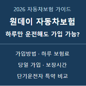 2026 원 데이 자동차보험 가입방법｜하루 보험료·당일 가입·단기운전자 특약 비교