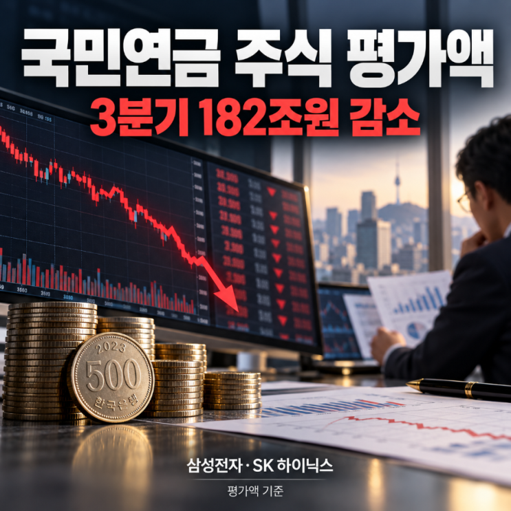 <b>국민연금 주식</b> 평가액 182조 원 급감…삼성전자·SK하이닉스가 대부....
