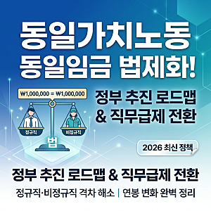 동일가치노동 동일임금 법제화 정부 발표! 임금체계 개편 직무급제 전환 연봉 변화 총정리
