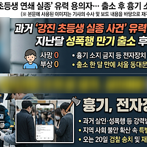 [사건사고] '강진 초등생 연쇄 실종' 용의자… 출소 후 보호관찰 중 흉기 소지해 또다시 구속