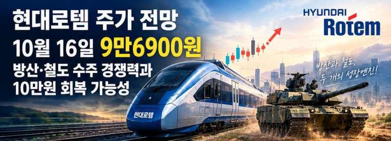 현대로템 주가 전망｜방산·철도 수주 경쟁력과 10만원 회복 가능성 (10월16일 분석)