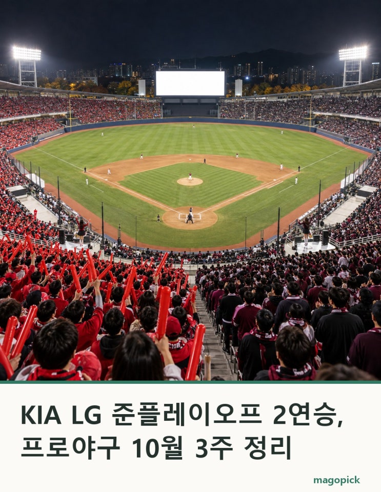KIA <b>LG</b> 준플레이오프 2연승, 프로야구 10월 3주 정리