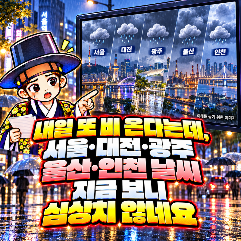 내일 또 비 온다는데, 서울·대전·광주·울산·인천 날씨 지금 보니 심상치 않네요