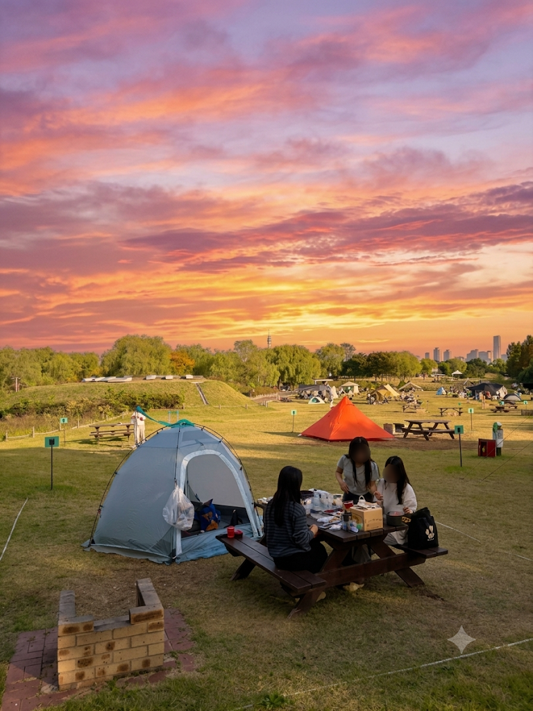 서울 마포 노을공원 노을캠핑장 캠크닉 A구역 명당 추천 A54 예약 성공후기