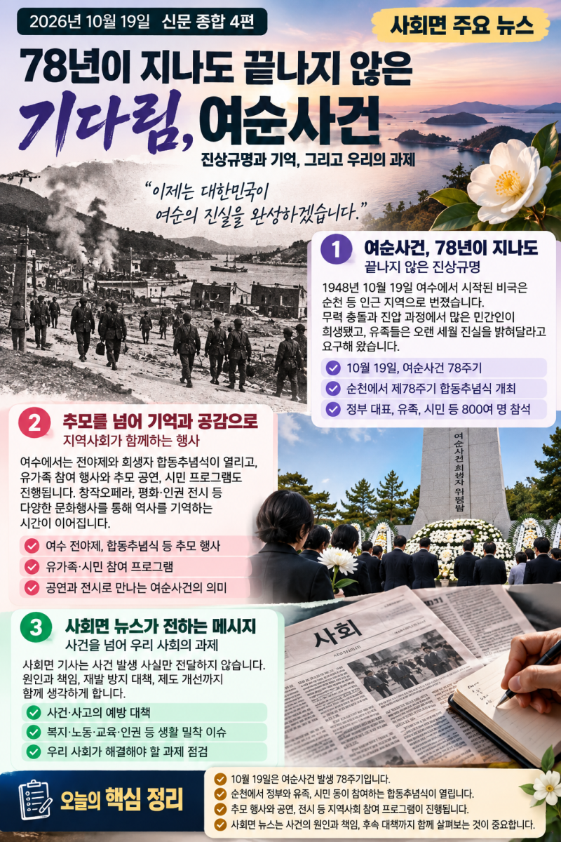 2026년 10월 19일 사회면 주요 뉴스