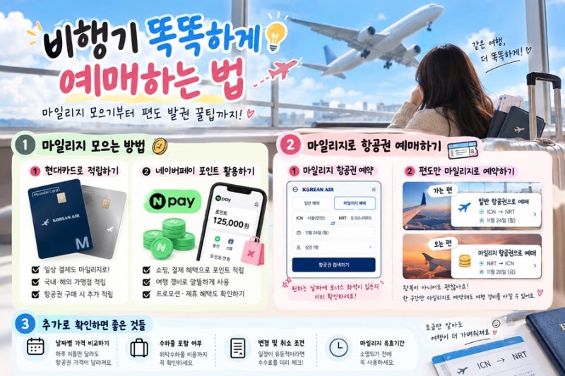 [여행정보] 마일리지 모으는 방법 / 네이버포인트 대한항공 마일리지 전환방법 / 현대카드 대....