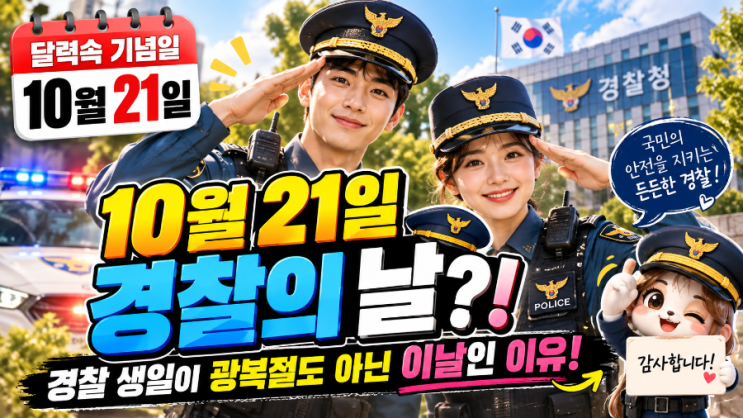 [달력속 기념일] 10월 21일 <b>경찰의 날</b>?! ️ <b>경찰</b> 생일?