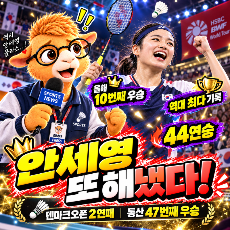 3세트 5-11에서 뒤집었다! 안세영, 한국 최초 덴마크오픈 2연패… 여자단식 역대 최다 우승까....