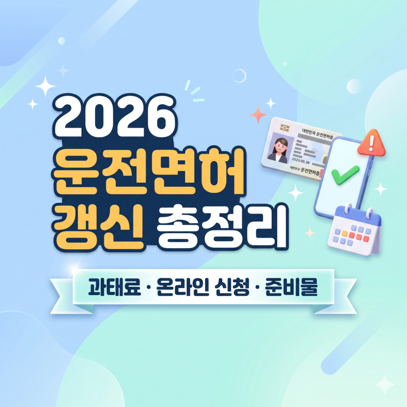 2026 운전면허 갱신 방법 총정리: 온라인 신청, 준비물, 적성검사 비용, 과태료 안내