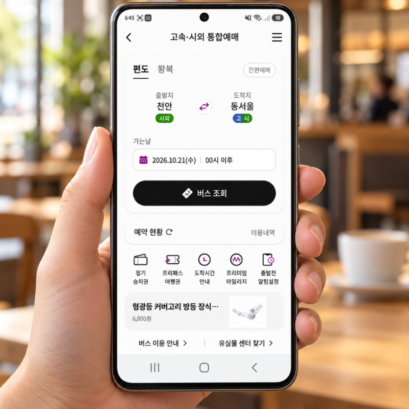 천안시외버스터미널 시간표 조회 모바일 예매 방법