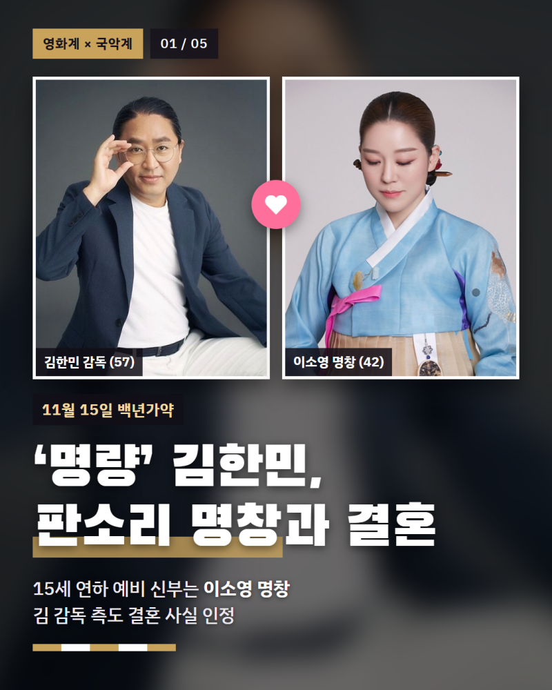 ‘명량’ 김한민 감독, 판소리 명창 이소영과 결혼
