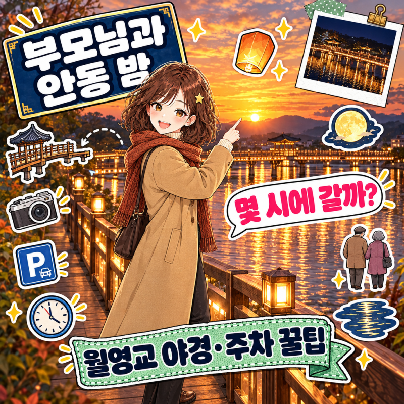"해 지고 가길 잘했다" 10월 말 부모님과 안동 월영교 야경, 주차·산책 코스 꿀팁