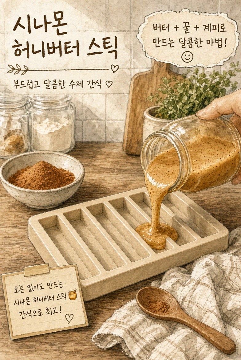 실리콘 몰드에 부어서 끝 – 시나몬 허니 버터 스틱 1배치