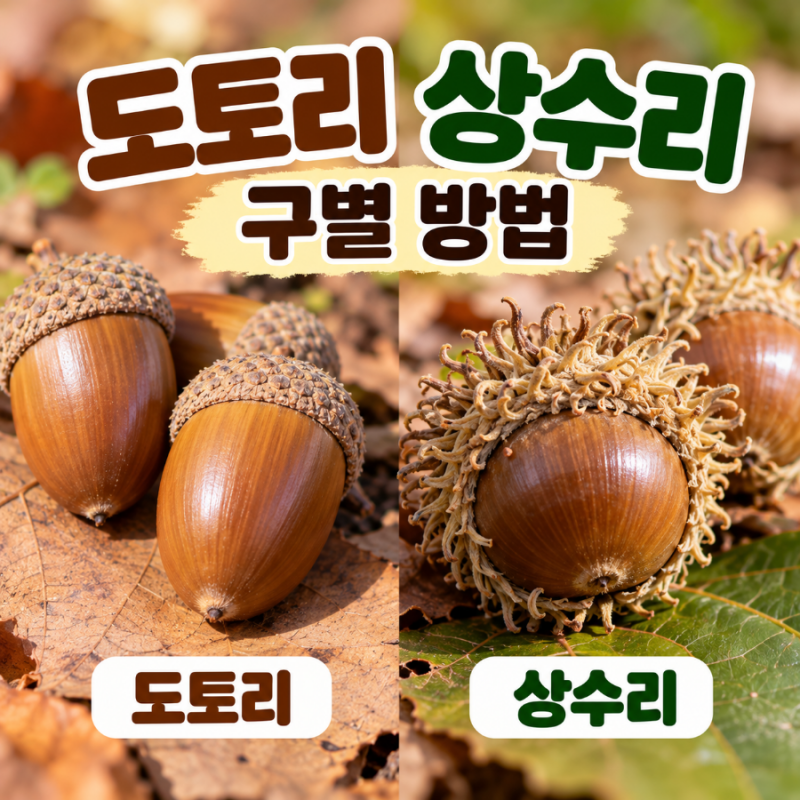 도토리 상수리 구별 방법 모양과 크기 차이 알아보기