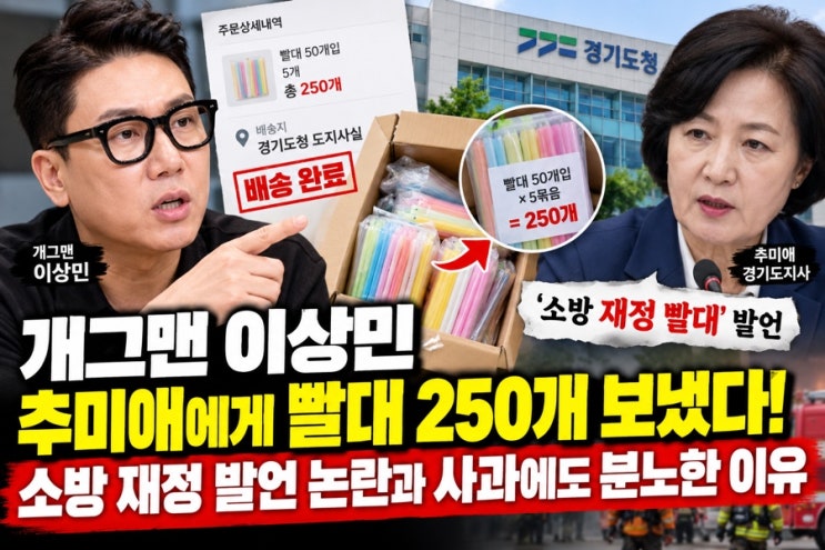 <b>개그맨</b> <b>이상민</b> 추미애에게 빨대 250개 보냈다! 소방 재정 발언 논란....