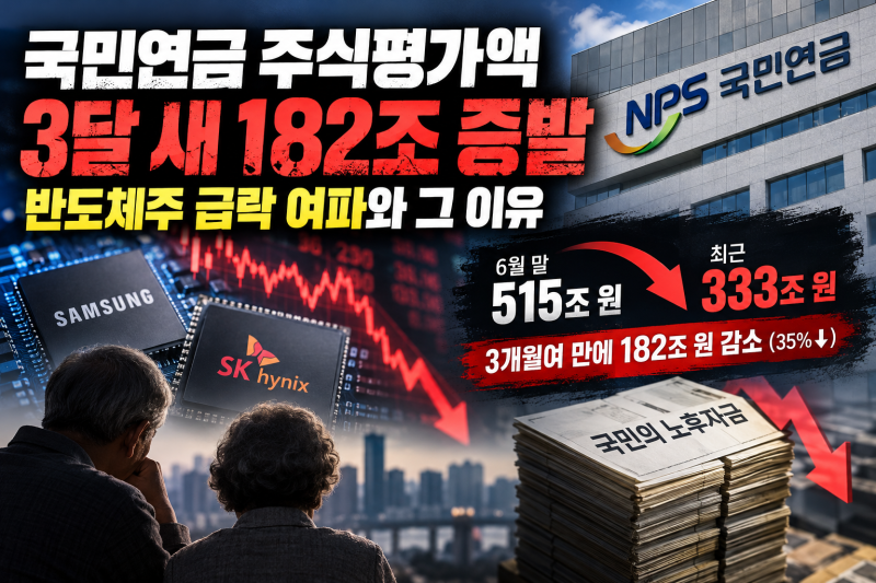 국민연금 주식평가액 3달 새 182조 증발, 반도체주 급락 여파와 그 이유
