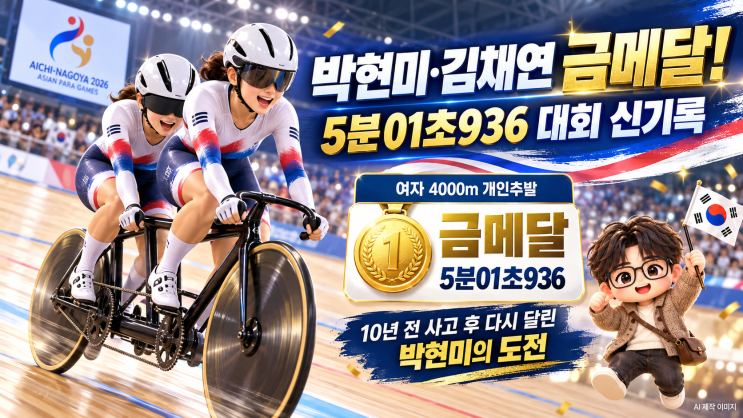 박현미 <b>장애인아시안게임</b> 사이클 금메달! 10년 전 사고 딛고 김채연....