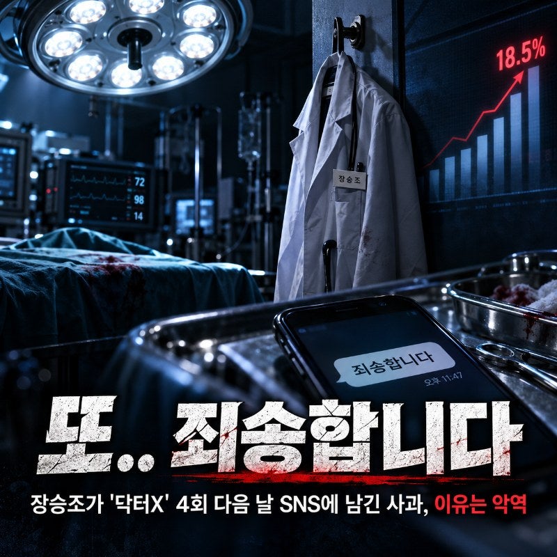 "또.. 죄송합니다" 장승조가 '닥터X' 4회 다음 날 SNS에 남긴 사과, 이유는 악역
