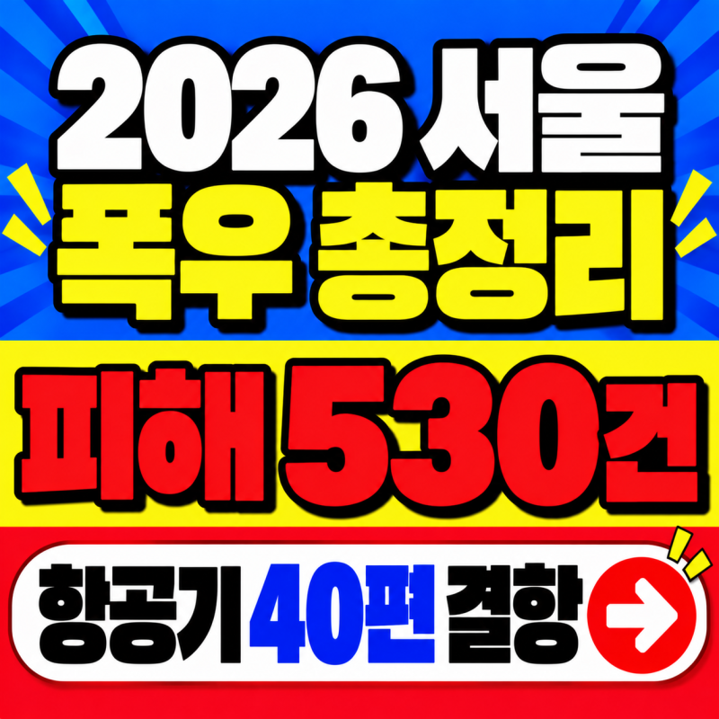 2026 서울 폭우 총정리, 피해 530건·항공기 40편 결항 한눈에