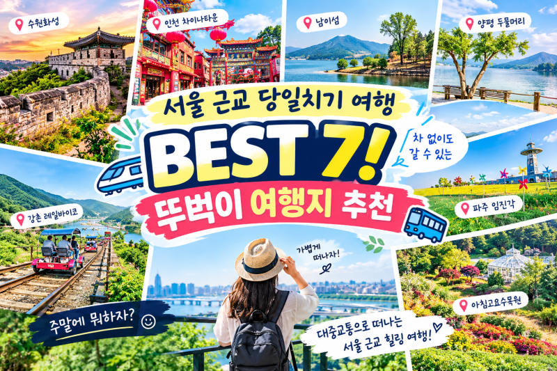 서울 근교 당일치기 여행 BEST 7! 차 없이도 갈 수 있는 뚜벅이 여행지 추천