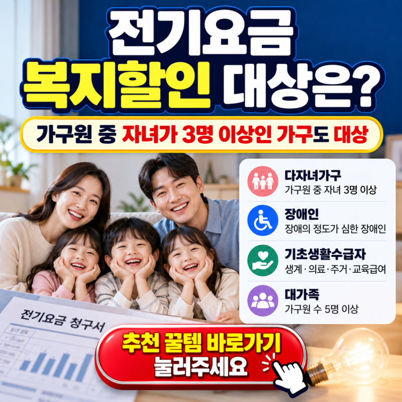전기요금 복지할인 대상 확인,월 최대 2만원! 우리 집도 할인될까?