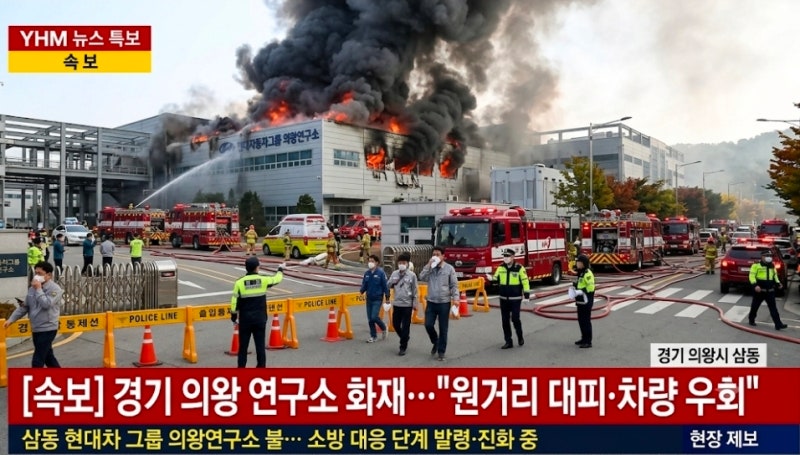 경기도 의왕시 삼동 460-26 현대자동차그룹 의왕연구소 대형 화재 발생ㅣ연구원 등 비상대피 ....