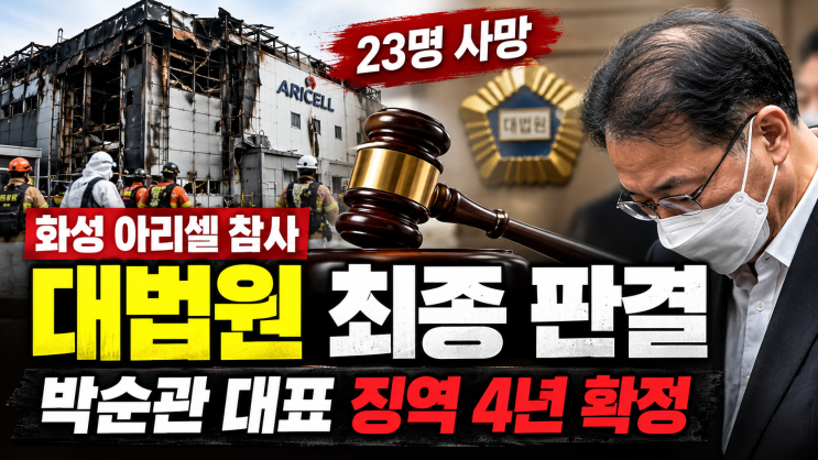 아리셀 참사 대법원 최종 판결｜23명 사망, <b>박순관</b> 대표 <b>징역</b> 15년→4....