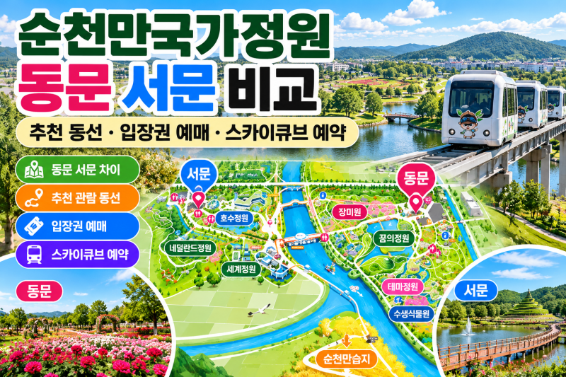순천만국가정원 동문 서문 추천 동선｜입장권 예매·스카이큐브 예약