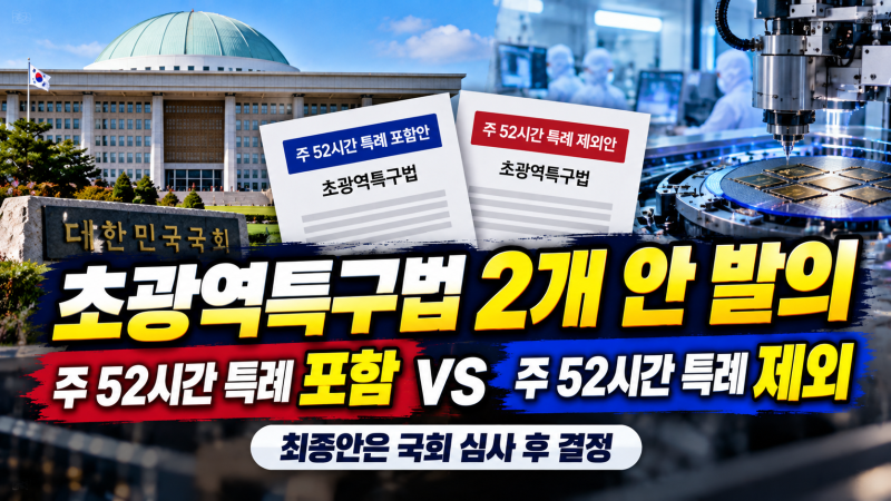 초광역특구법 발의 두 갈래 제출, 주52시간 특례 쟁점