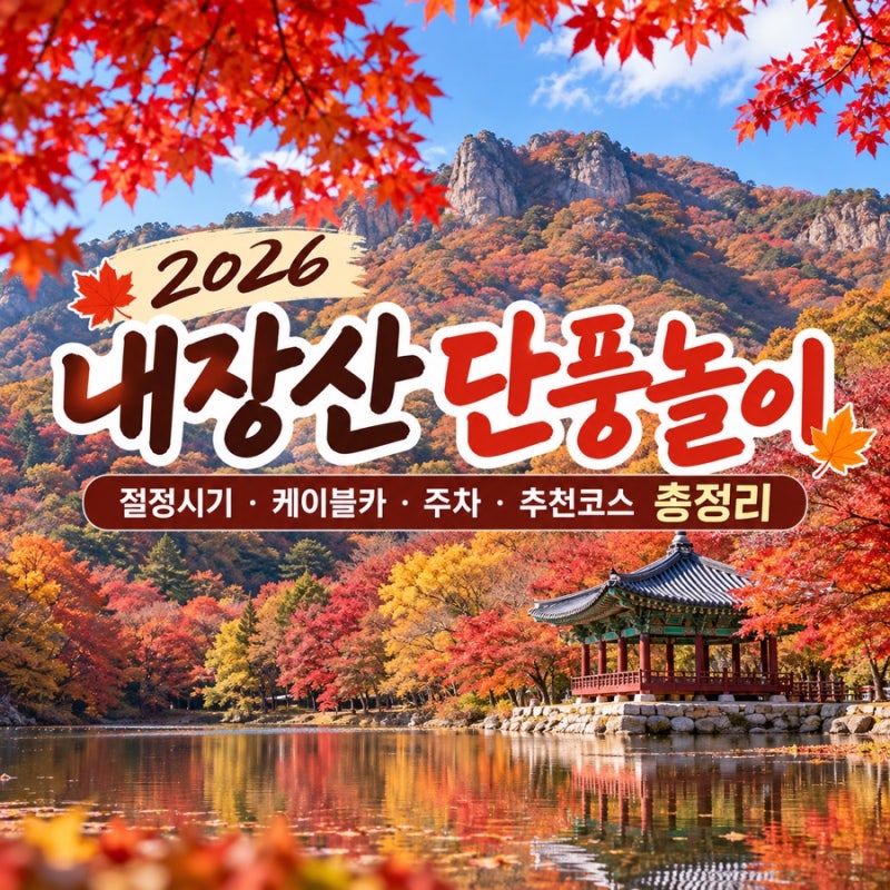 2026 내장산 단풍놀이 총정리｜단풍 절정시기부터 케이블카·주차장·추천 코스까지