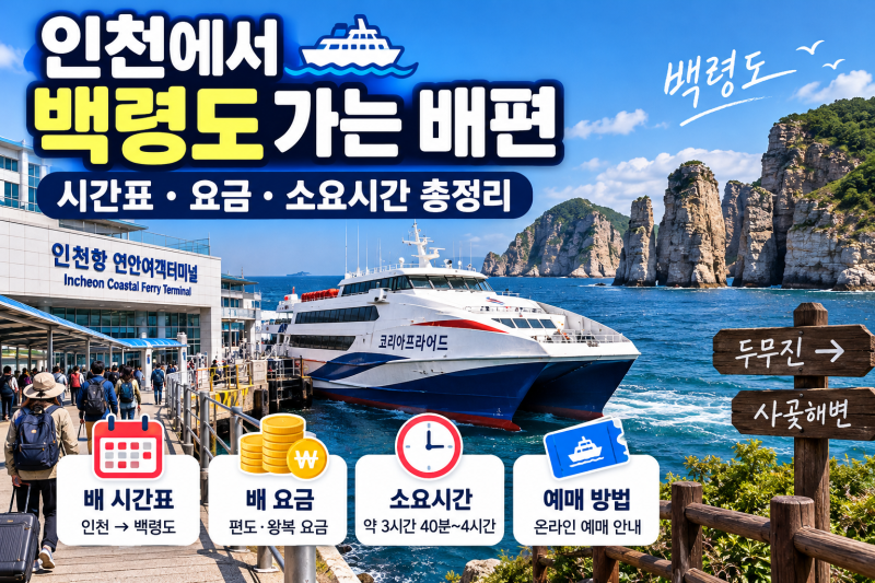인천에서 백령도 가는 배편｜2026 시간표·요금·소요시간·예매 방법 총정리