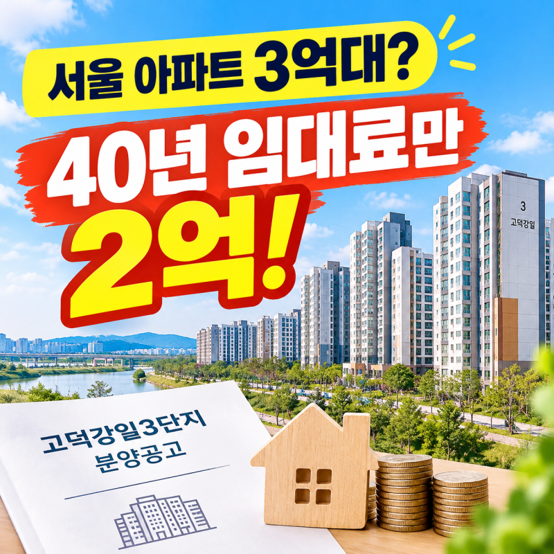고덕강일3단지 분양가 3억원대, 토지임대부 괜찮나