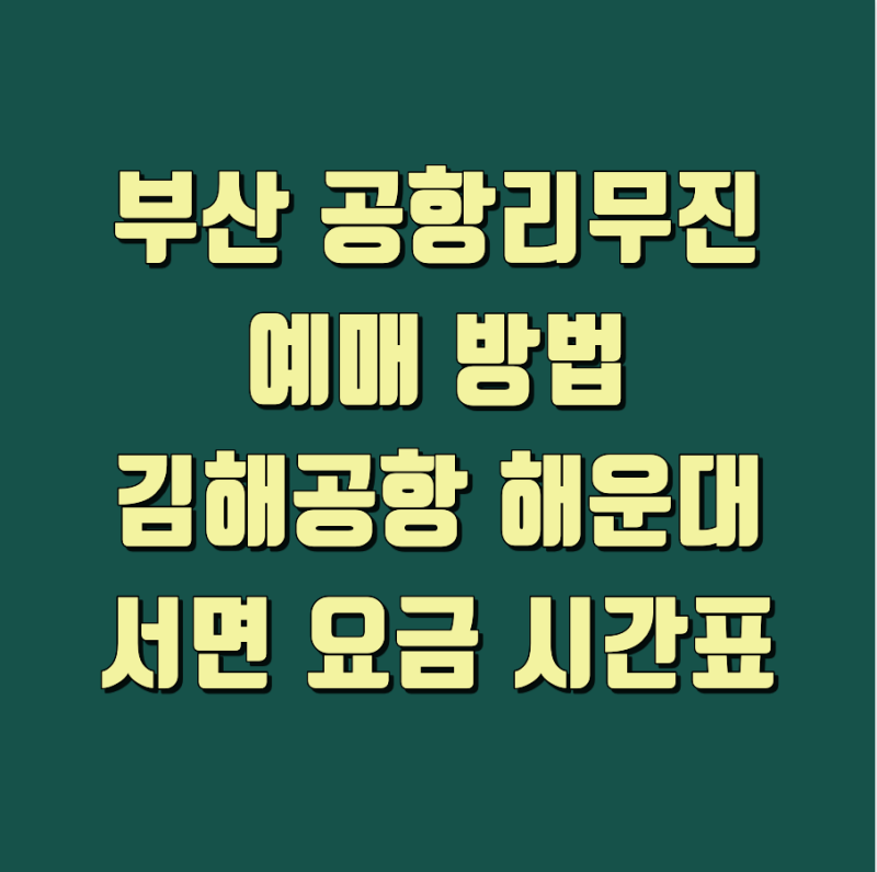 부산 공항리무진 예매 방법｜김해공항 해운대·서면 요금 시간표