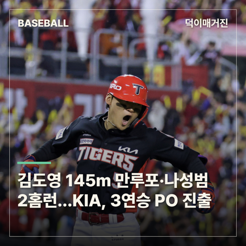 김도영 145m 만루포·나성범 2홈런…KIA, 3연승으로 PO 진출