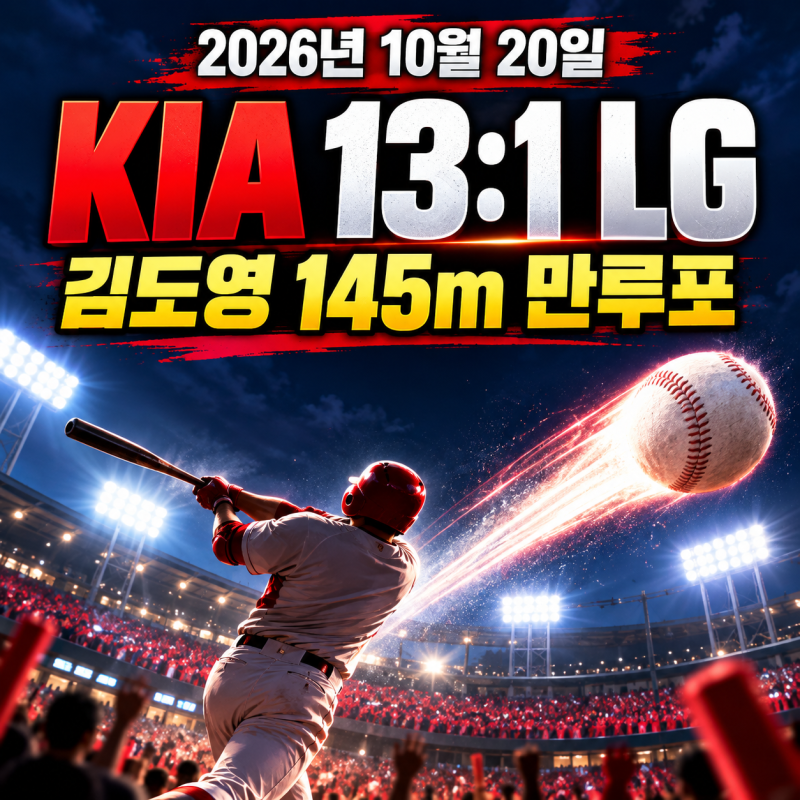2026 KIA LG 13대1 대승! 김도영 145m 만루홈런·삼성 플레이오프 일정 및 티켓 예매